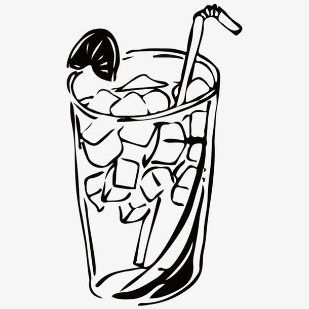夏日酷爽冰饮简笔画免抠
