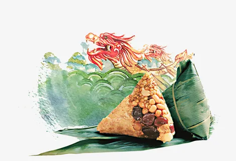 彩色水墨粽子食物元素免抠