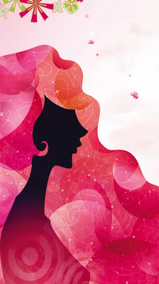 红色美女水彩妇女节PS源文件H5背景素材高清