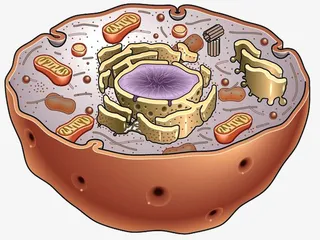 手绘彩色动物细胞线粒体模型免抠