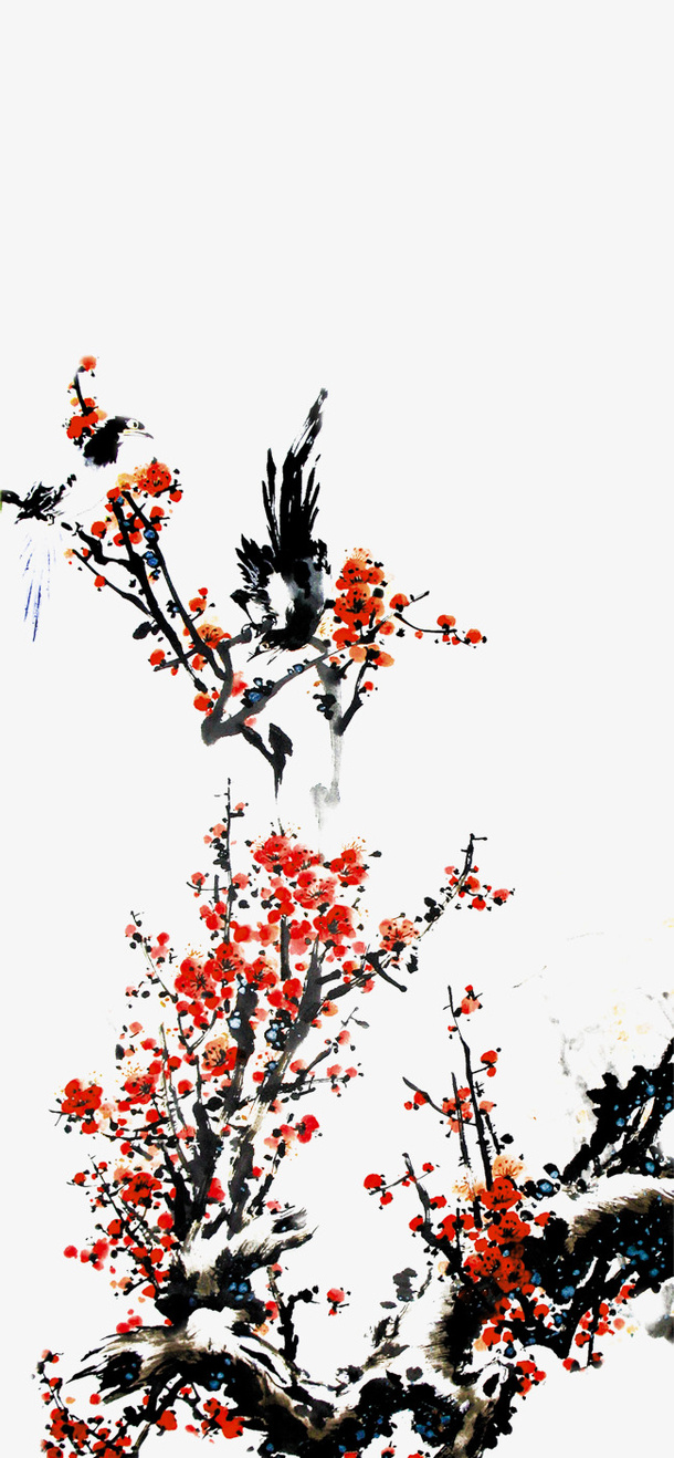 梅花水墨画PNG3免抠