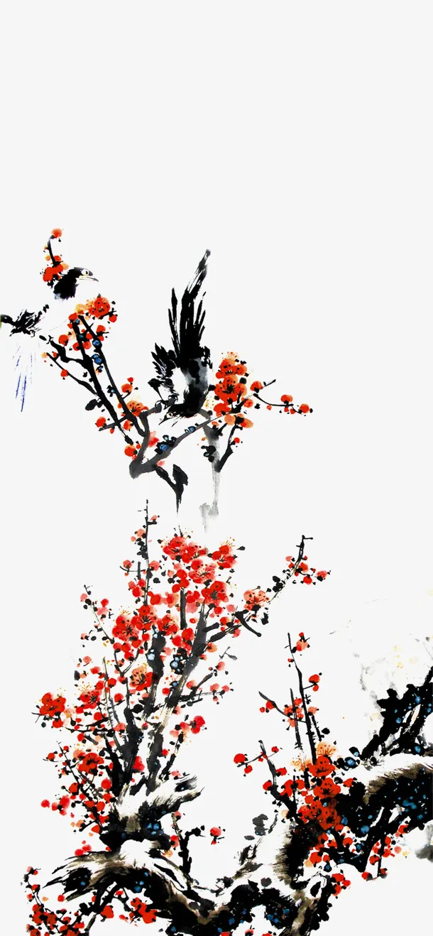 梅花水墨画PNG3免抠