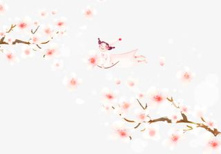 春日桃花节桃花源记小仙女素材免抠