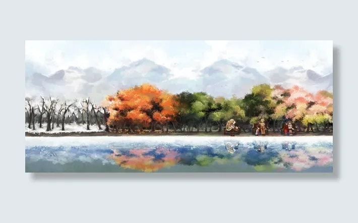 涂鸦秋季黄色枫叶免抠