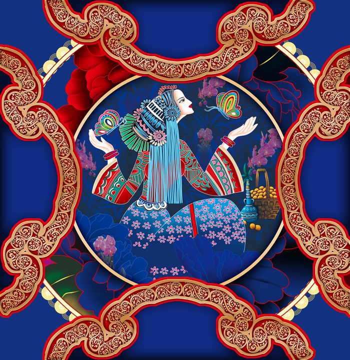 中国风美丽的少数民族少女背景素材高清