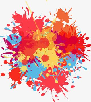 五颜六色的墨点免抠