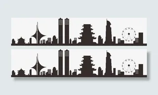 南昌的标志建筑剪影免抠