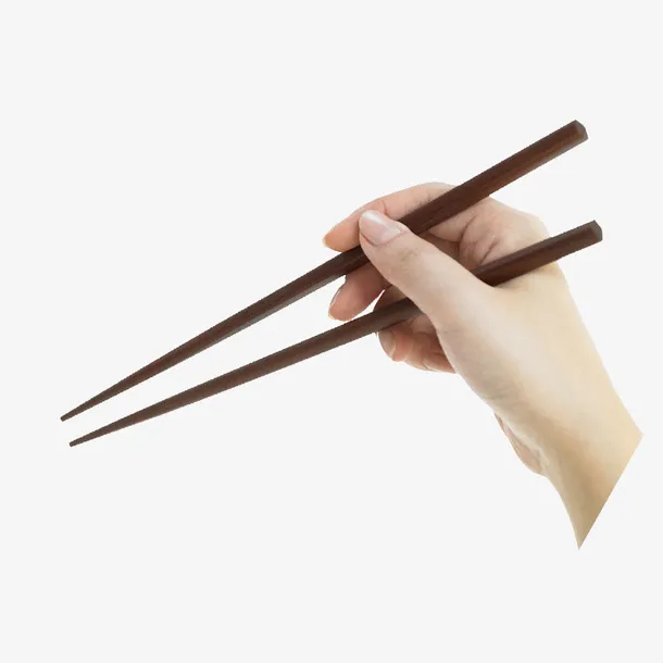 灰色拿筷子的手夹美食免抠