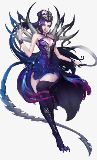 立绘蓝色蜘蛛妖姬免抠