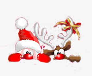 趴着的圣诞老人和麋鹿免抠