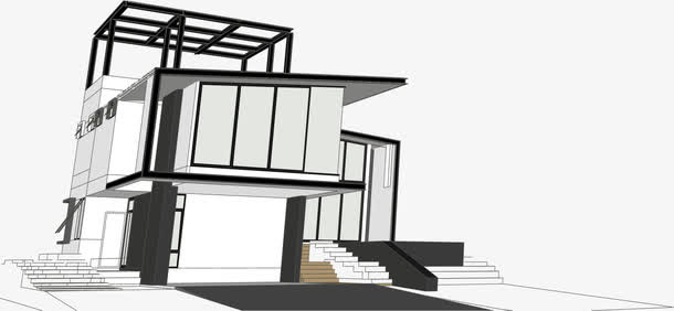 科技感房屋建筑免抠