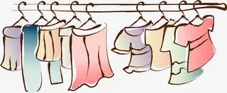 卡通晾衣架手绘人物免抠