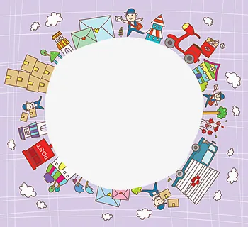 紫色系邮政圆形边框物流寄信免扣免抠 紫色系邮政圆形边框物流寄信免扣免抠