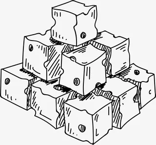 手绘卡通素描堆积奶酪块免抠