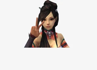 V手势裹胸黑发女子立绘人物免抠