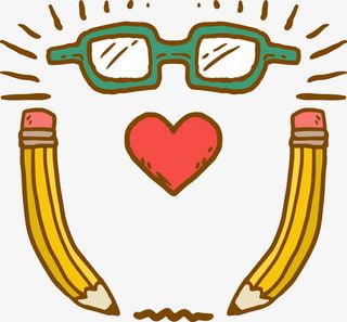 开学季铅笔眼镜爱心图标免抠