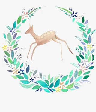 手绘梅花鹿插画素材免抠