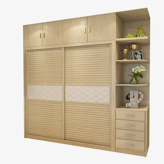 简约实木质移门大衣柜免抠