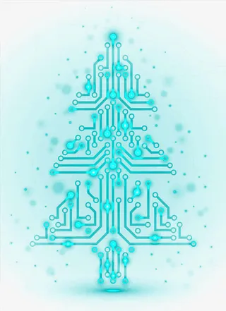 芯片抽象圣诞树免抠