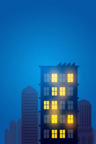 手绘卡通霓虹夜景城市背景高清