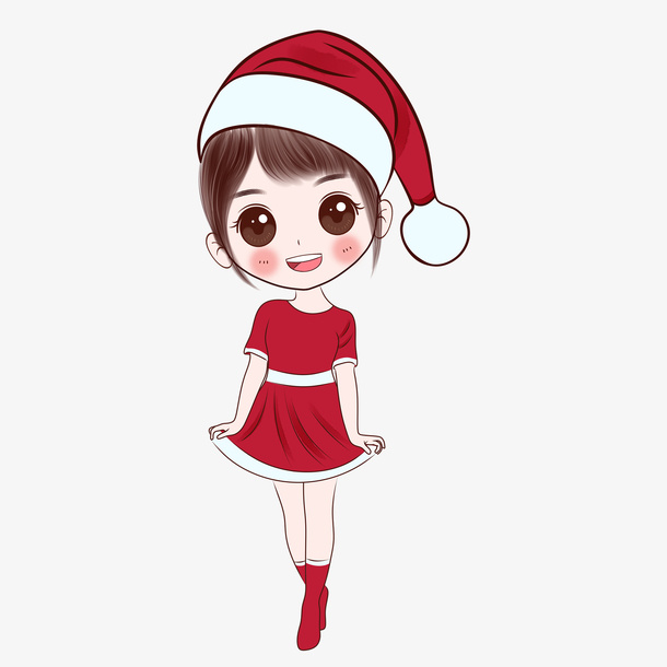 圣诞节卡通小女孩2免抠