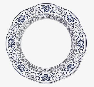中国风古典花纹圆边框免抠