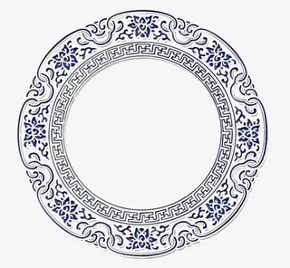 中国风古典花纹圆边框免抠
