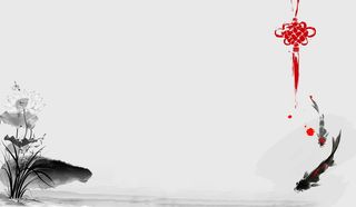 中国风水墨莲叶锦鲤吉祥结背景素材高清