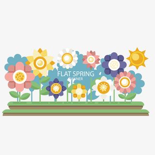 矢量扁平春天花朵免抠