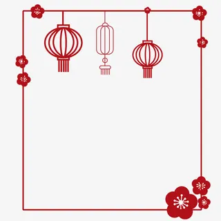 手绘灯笼框免抠