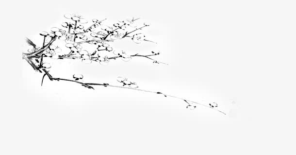黑色树枝水墨画医疗免抠
