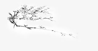 黑色树枝水墨画医疗免抠