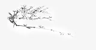 黑色树枝水墨画医疗免抠