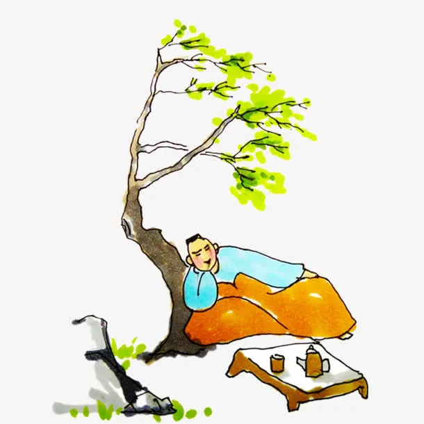 清明节水墨风手绘树叶树枝古代诗免抠