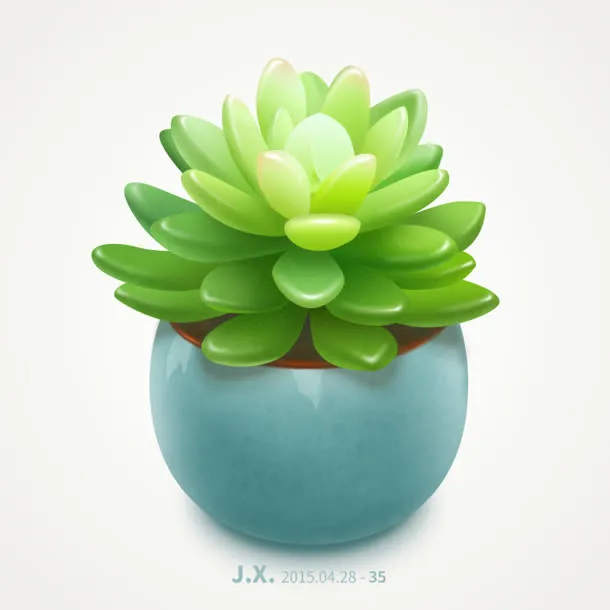 多肉绿色植物免抠