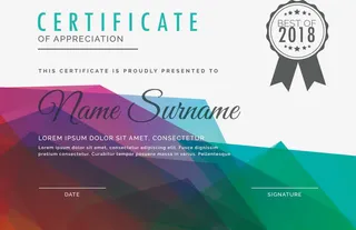 彩色低多边形资格证模板免抠