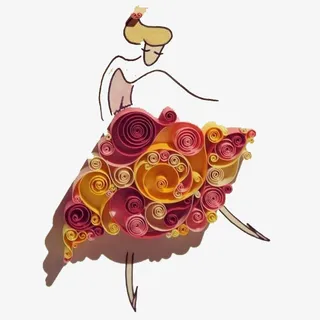 衍纸画女孩免抠