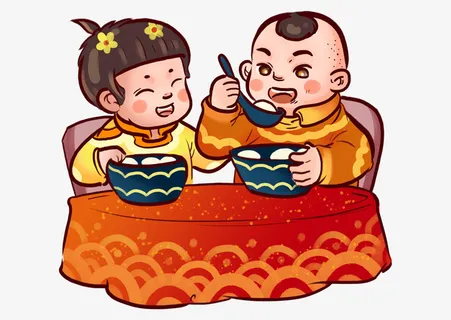 吃汤圆的卡通人物免抠
