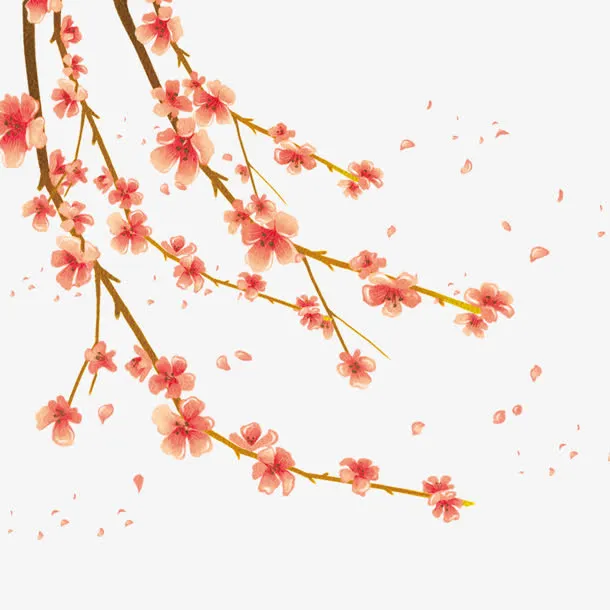 合成水彩效果桃花免抠