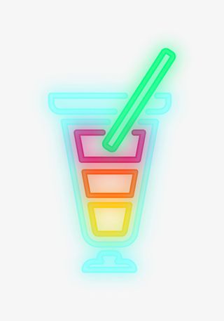 彩色清新霓虹灯鸡尾酒免抠