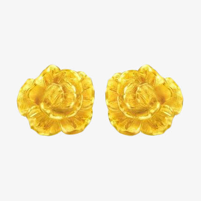 周大福康乃馨黄金耳钉免抠