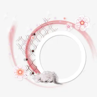 红色清新曲线光芒边框纹理免抠