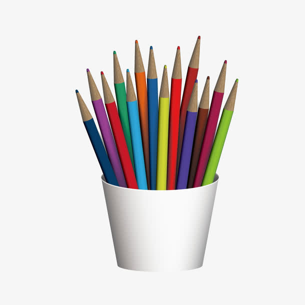 笔筒彩色铅笔图片免抠
