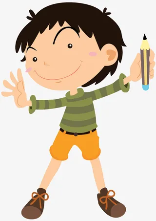 拿着铅笔的男孩免抠