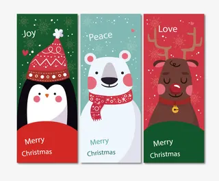 圣诞卡通标签牌设计免抠