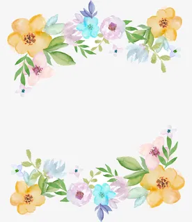 多彩水彩花朵框架免抠