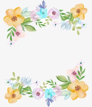 多彩水彩花朵框架免抠