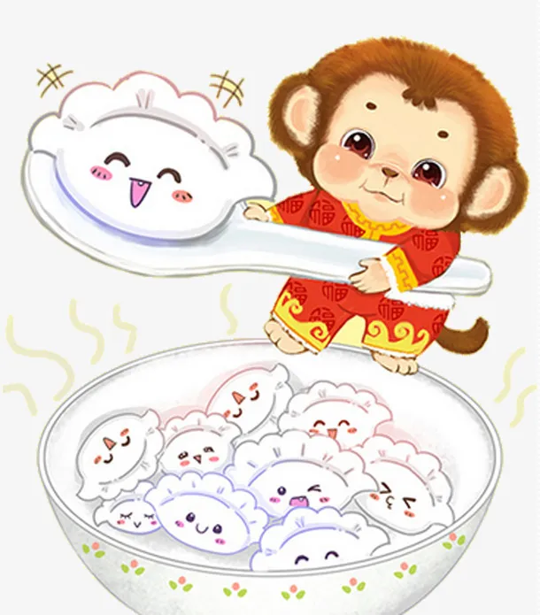 手绘饺子免抠