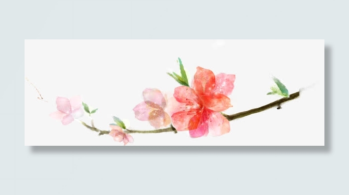 手绘春日桃花盛开免抠