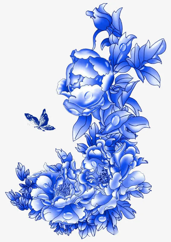青花瓷花纹免抠